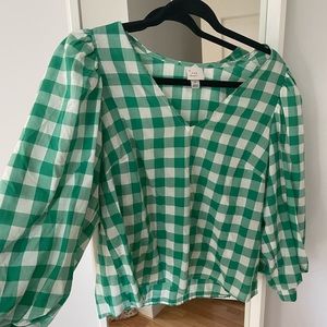 A New Day Green Gingham Blouse